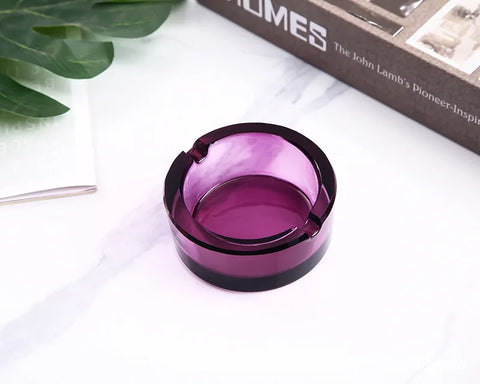 Cendrier en verre Européen rond violet