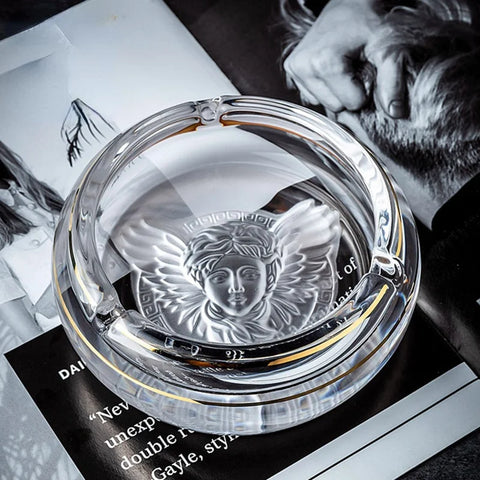 Cendrier en verre de cristal de tete de meduse