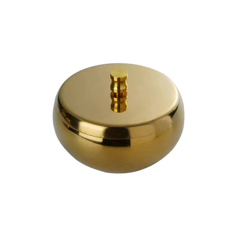 Cendrier poussoir fermé or rond en métal 