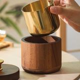 cendrier vintage en bois avec couvercle
