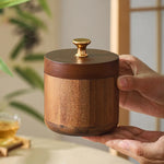 cendrier vintage en bois avec couvercle