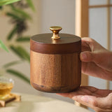 cendrier vintage en bois avec couvercle