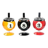 Cendrier poussoir en boule avec pied jaune