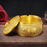 Cendrier poussoir doré de luxe avec couvercle