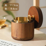 cendrier vintage en bois avec couvercle