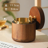 cendrier vintage en bois avec couvercle