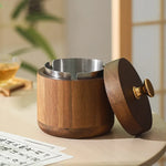 cendrier vintage en bois avec couvercle