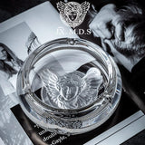 Cendrier en verre de cristal de tete de meduse