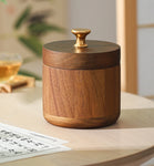 cendrier vintage en bois avec couvercle
