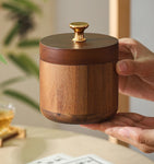 cendrier vintage en bois avec couvercle